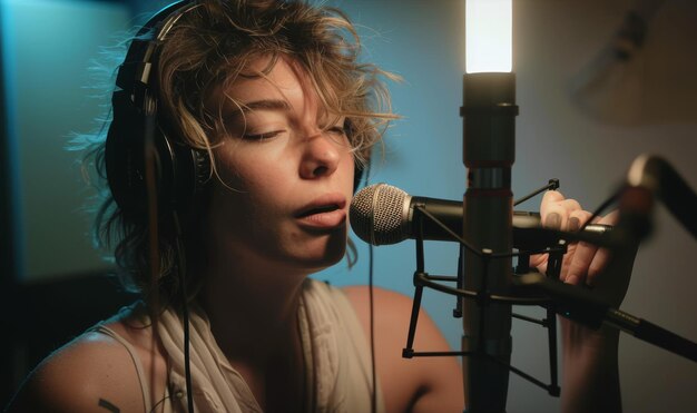 Professional vocal training session demonstrating proper singing technique and breath control methods