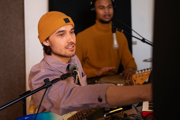Voice training class demonstrating proper breathing methods for singing performance improvement