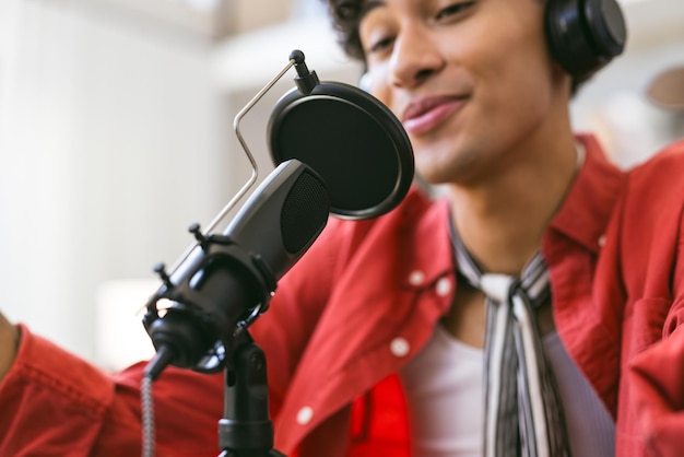 Modern music studio setup for voice training and vocal performance coaching